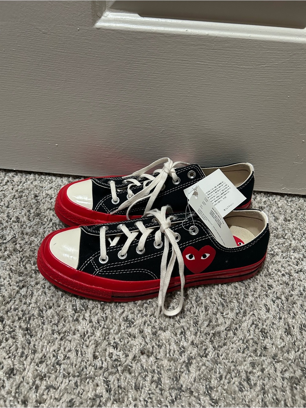 Converse x Comme Des Garçons PLAY Canvas Low-Top Sneakers with Red Sole + Heart